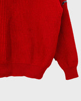 Ready to survive the cold winter days in this vintage 80s red thick wool sweater?