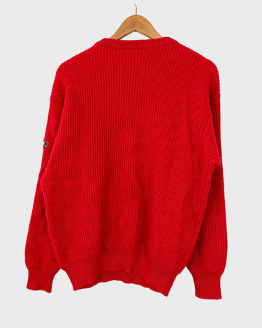 Ready to survive the cold winter days in this vintage 80s red thick wool sweater?