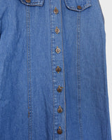This vintage '90s denim maxi dress is a living legend! Its blue shade and back lacing detail is sure to give you an edge, so be ready to feel the spirit of it!