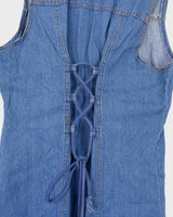 This vintage '90s denim maxi dress is a living legend! Its blue shade and back lacing detail is sure to give you an edge, so be ready to feel the spirit of it!