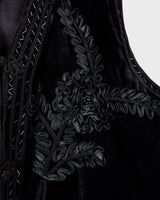 Dress to impress with this vintage 90s velvet blazer in XL! This one-of-a-kind piece features stunning pearl and floral applications, making it a true statement piece.