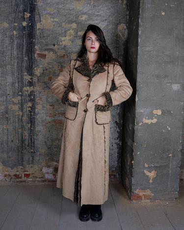 Vintage 90s long camel brown afghan coat (perfect for spring or autumn) | XS-S