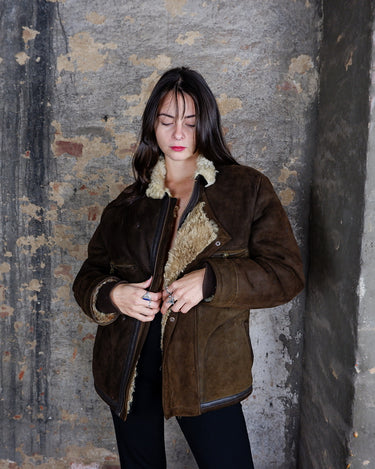 Vintage 80s brown shearling jacket (super warm!) | M-L