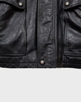Add some edge to your wardrobe with this must-have preloved Westbury black leather coat. Perfect for cooler weather, this stylish piece will take any outfit to the next level!