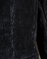 Add some sass to your wardrobe with our Preloved black plisee spring blazer! This elegant piece features light shoulder pads for structure and flare, while the plisee design adds an eye-catching touch