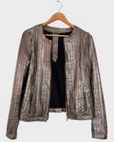 This Milestone nappa leather jacket will have you shimmering with glam and elegance! Crafted from ultra thin and luxurious nappa leather. Ideal for spring and summertime sparkle!