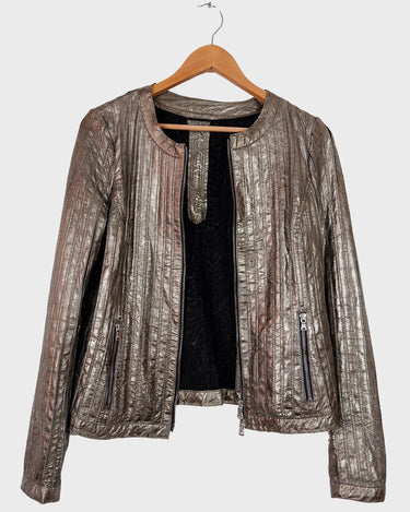 This Milestone nappa leather jacket will have you shimmering with glam and elegance! Crafted from ultra thin and luxurious nappa leather. Ideal for spring and summertime sparkle!