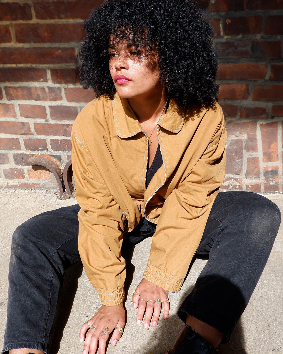 Vintage 90s mustard yellow / brown workwearstyle jacket (thin) | M