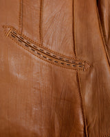 Looking for a spring statement piece? This premium brown lamb leather blazer (thin!) is the answer! With its buttery soft feel, boho stitching details and different leather textures it's a must-have!