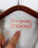 Rare 80s collab between French art rebel Castelbajac and Italian luxury label ICEBERG. A bold mix of soft knit sleeves and lightweight woven fabric, detailed with silver snaps and zip pockets. Playful, offbeat, and seriously collectible.