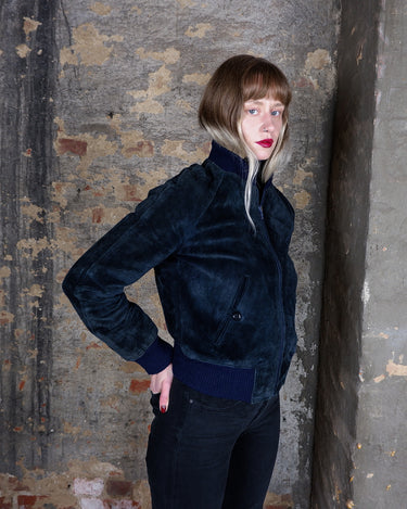 Vintage 80s navy blue bomer jacket | XS