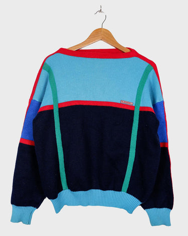 Feel the vibes of this Premium Rossignol Vintage 80s sweater! Featuring a u-form collar and a sweet blue-red color combo that's a perfect balance, it's sure to be the perfect go-to sweater. Get it before it's gone