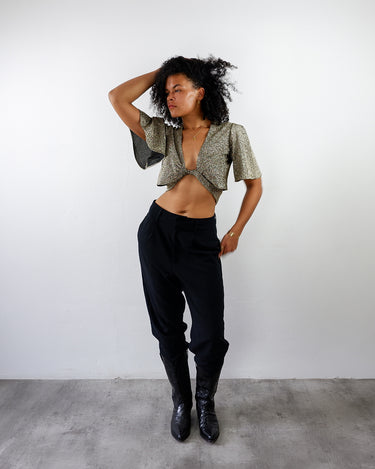 Handmade golden wrap crop top | S-L