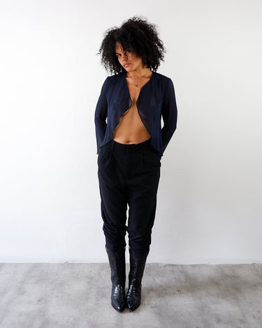 Vintage 90s navy blue (almost black) mesh transparent jacket | S-M