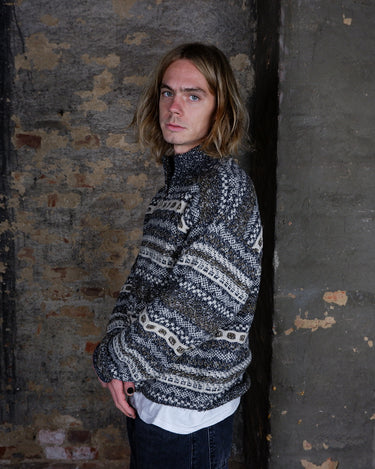 Vintage 90s MALAGRIDA colorful merino mix wool half zip sweater | M-L