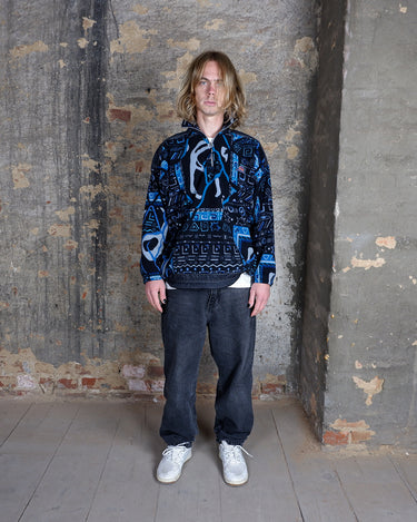 Vintage 80s AIRONE blue pattern half zip fleece (thin) | S-L