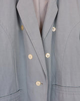 This is your ultimate power move: a Vintage 80s light blue linen mix blazer (thin) that's sure to make a splash!