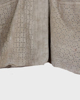 Snag this beige/grey leather jacket (thin) in size M. A timeless addition to any wardrobe!
