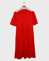 Introducing a special treat from the 70s - a fabulous vintage red dress made of Nikki material, so you know it's cozy!