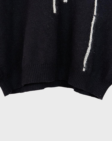 This 1980s Gianni Versace sweater (thin) is vintage luxury in every sense! This luxury sweater features furry white stripes for a unique touch! Please keep in mind, that this sweater has a repaired hole at the left front side of this sweater (last photos).