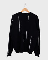 This 1980s Gianni Versace sweater (thin) is vintage luxury in every sense! This luxury sweater features furry white stripes for a unique touch! Please keep in mind, that this sweater has a repaired hole at the left front side of this sweater (last photos).