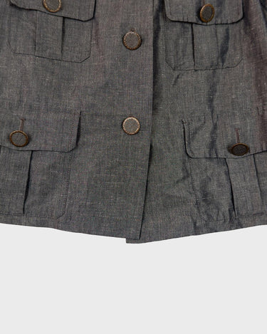 Get ready to shine in this Premium SPORTMAX short sleeve blouse! Made from a grey linen mix melánge fabric with a shimmering finish, this blouse is the perfect addition to your wardrobe for any special occasion! Shimmy shimmy on!