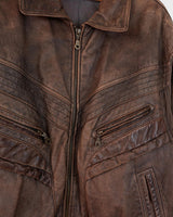 Revive the '80s look with this vintage brown used look leather jacket! It's been around the block, but there's still plenty of life in it enough to make a statement that'll stand the test of time. Please keep in mind, that the inner lining of the leather jacket is full of discoloration and cracks that have been sewn up (condition 4/10 for the inner lining). Please have a look at the last 3 photos for the inner lining.