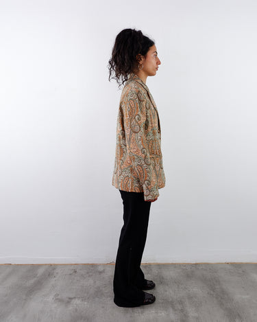 Vintage 90s colorful paisley pattern blazer with shoulder pads | M
