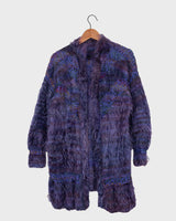 This Vintage 80s purple glitter handmade furry cardigan (thin) is sure to sparkle up your wardrobe! No need to be basic!