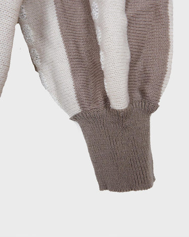 Upgrade your sweater game with this Vintage 80s brown and white striped sweater. Made for both style and comfort, this thin sweater is perfect for any occasion. Don't settle for boring sweaters.