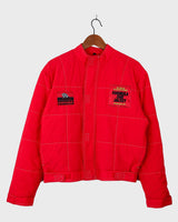This vintage 90s bomber jacket (thin - recommend it for spring or early autumn) is the perfect choice for racing forward. With its lightweight nylon and insulated design, it's a classic for when you're on the go. Handcrafted with a dash of retro flair, this jacket will have you standing out from the pack!
