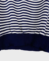 Sail off in style with this vintage 90s sailing sweater (very thin fabric)! Featuring navy blue stripes and a lightweight design, this sweater is perfect for a spring day. Get ready to sail in style!