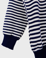 Sail off in style with this vintage 90s sailing sweater (very thin fabric)! Featuring navy blue stripes and a lightweight design, this sweater is perfect for a spring day. Get ready to sail in style!