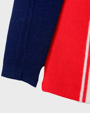 Look snazzy in this navy blue and red color mix Lacoste sweater! This longer fit (length: 66cm) is perfect for keeping you warm and looking snazzy.