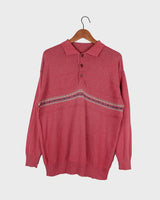 This vintage pink sweater is made from an ultrathin cotton mix, offering comfort and style in one. Please keep in mind, that two small holes at the right front side were repaired f.e last photo.
