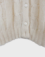Slip into this cozy Premium Vintage 90s mohair superkid mix cable knit cardigan! Soft, furry and light transparent with a unique twist on a classic style, this cardigan is a must-have for any cable knit lovers!