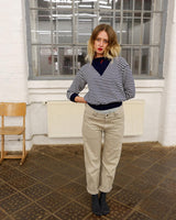 Sail off in style with this vintage 90s sailing sweater (very thin fabric)! Featuring navy blue stripes and a lightweight design, this sweater is perfect for a spring day. Get ready to sail in style!