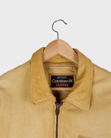 Look sharp and stylish in this Premium 80s vintage classy yellow Chevignon leather jacket! Perfectly blended in its striking yellow hue and classic design, this vintage piece oozes timeless class. Though in a condition 6/10, give this 80s babe a new lease of life in your wardrobe and make it the centrepiece of your outfits!