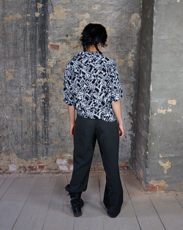 Vintage 90s Jungrau short sleeve crazy pattern shirt in black and white | S-L