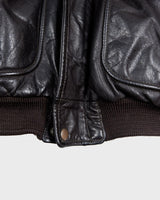 Take flight in style with our premium vintage 80s 90s Skott leather flight jacket. Made with the finest quality brown leather, this jacket is perfect for those looking to add some timeless style to their wardrobe.