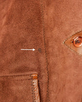 Get ready to slay in this vintage 80s hood coat! Made from brown-red leather and fake fur applications this coat is perfect for keeping you warm on those chilly days.