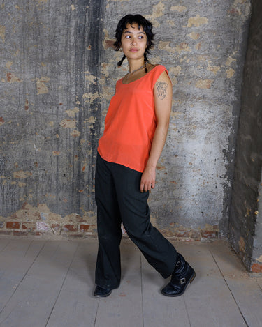 Vintage 90s coral silk tank top | M-L