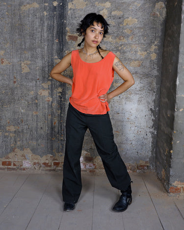 Vintage 90s coral silk tank top | M-L