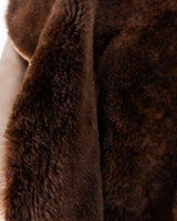 Get cozy in style with this vintage 80s shearling coat in brown. Its timeless design and soft warmth will have you feeling snug and stylish all season long. Don't miss out on this irresistible call to coziness!