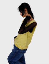 80s vintage yellow sleeveless cotton top.
