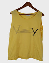 80s vintage yellow sleeveless cotton top.