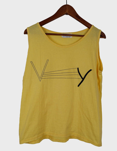 80s vintage yellow sleeveless cotton top.