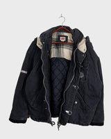 The Premium Vintage 90's ENERGIE black denim hooded jacket (used look) is the must-have item for those who want to add some edge to their wardrobe. Its unique design and quality materials give off a cool, laid-back vibe!
