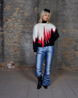 Embrace the heat with this fiery vintage 80s 90s flame sweater. Perfect for those who love to make a statement!