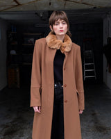 Get ready to slay the Y2k trend with this brown woolmix spring coat! Featuring a luxurious real fur collar, this coat is for everyone who loves to be elegant.